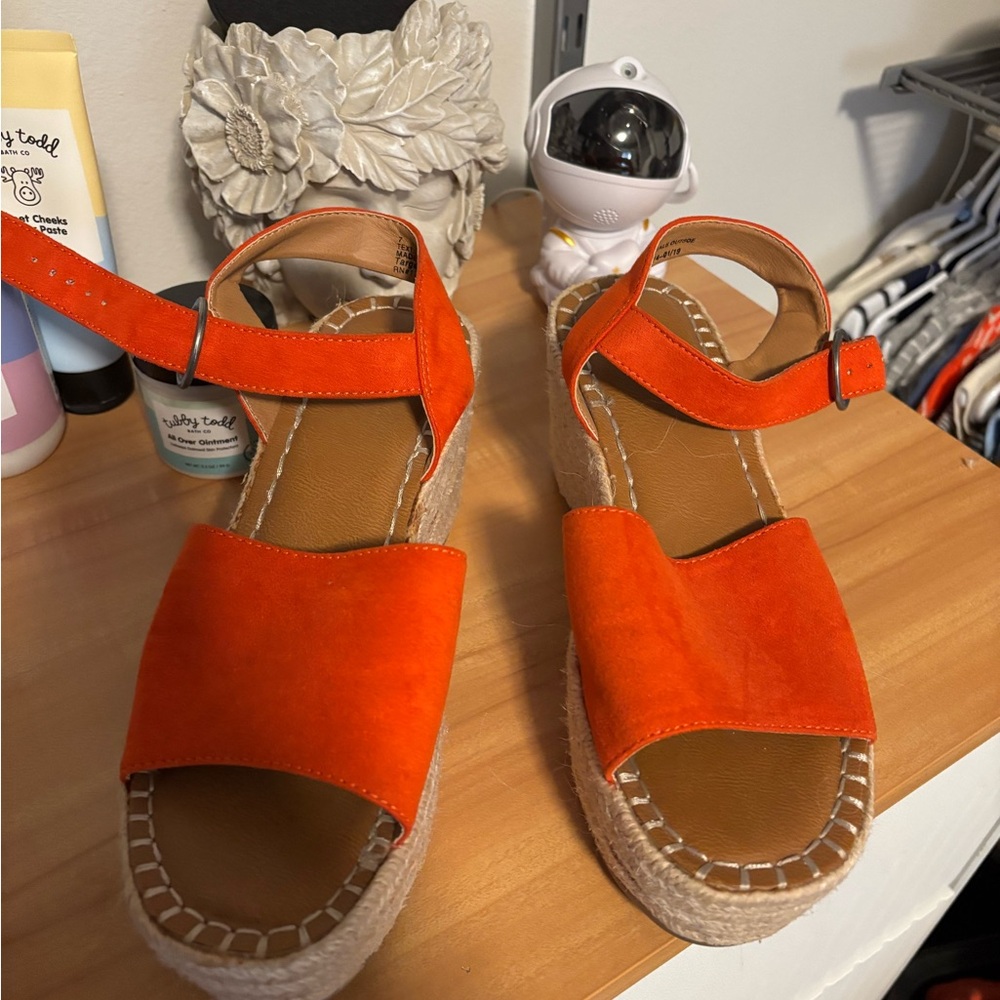 Target Orange Platform Sandals with Espadrille Sole